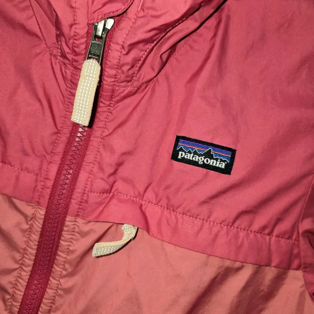 PATAGONIA Sz L (12) Pink On Pink Full Zip Torrentshell Hooded Rain Coat Jacket
